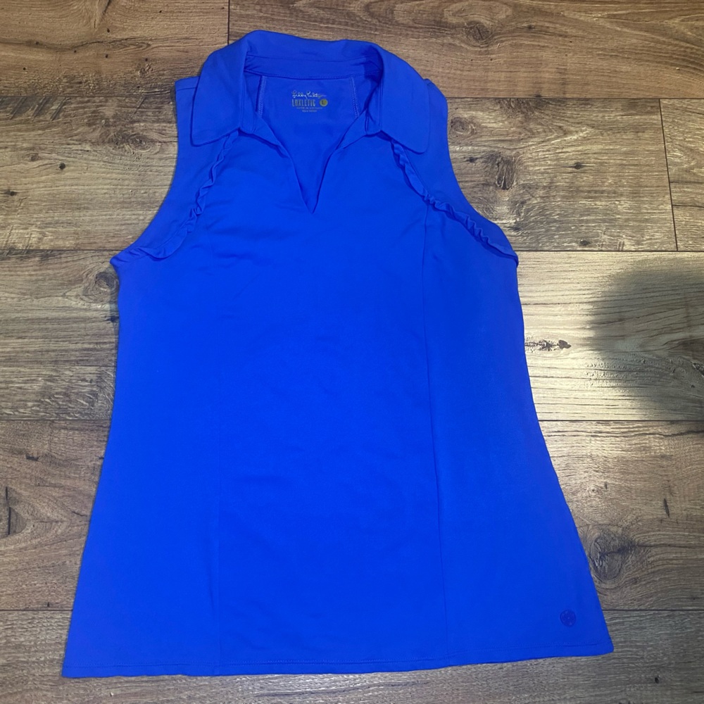 Lilly Pulitzer Upf 50+ Luxletic Martina Polo Top Royal Blue Size L - Picture 2 of 7